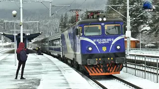 🚊☃Puma 41-0005-9 & IR1586 Constanța-București Nord-Brașov in Gara Bușteni Station - 08 December 2021