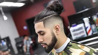 BARBER TUTORIAL: HOW TO FADE A UNDERCUT | MAN BUN STEP BY STEP INSTRUCTIONS