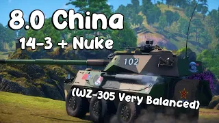 8.0 China. 14-3 + Nuke.