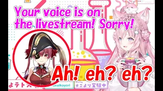 [Hololive] Lmao. Marine didn't know her voice was on Koyori's livestream for 4 minutes. [Eng sub]
