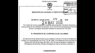 Inexequible, artículos: 6, 7 y 9 del decreto 678 de 2020, beneficios tributarios