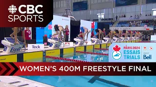 Summer McIntosh sets Olympic Qualfying Time in women's 400m freestyle at trials in Toronto
