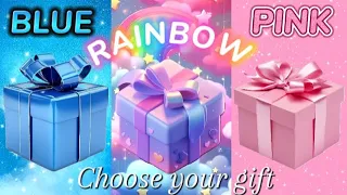 Choose your gift 🎁🤮🤑🥰|| 3 gift box challenge ||Blue,Rainbow and pink#wouldyourather#chooseyourgift