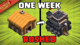 My 1 week rushed progress in clash of clans