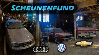 Alte Scheune entdeckt, voll mit Oldtimern und Ersatzteilen*AUDI, GOLF, CHEVROLET, MERCEDES*