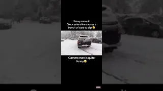 car sliding in snow /heavy snowfall // snow riding