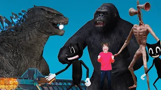 Godzilla vs Kong vs Siren Head vs Cartoon Cat vs Cartoon Dog with merong