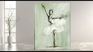 Step by step/4 Colour Painting  for beginner /Dancing Ballerina/ Painting wit Acrylic/ MariArtHome