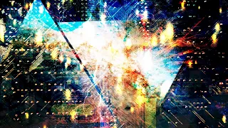 Abstract Circuit Board with Falling Sparks and Triangles 4K VJ Loop Moving Background