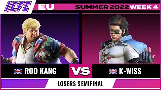 Roo Kang (Bob) vs. K-Wiss (Hwoarang) Losers Semifinal - ICFC EU Tekken 7 Summer 2022 Week 4