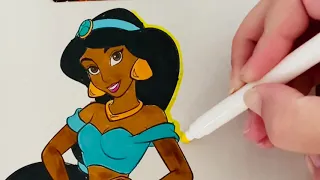 Coloring Princess Jasmine (Aladdin) | Markers