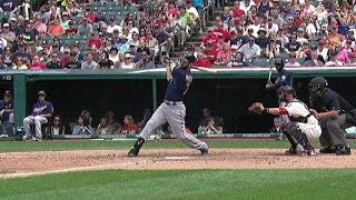 MIN@CLE: Mauer breaks up Kluber's no-no in the 7th