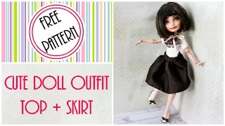 Doll Top and Skirt Outfit for Monster High, Ever After High  / Easy DIY Craft Tutorial, Doll Clothes