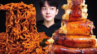 ASMR MUKBANG  불닭게티 통대창 파김치먹방 CHEESE FIRE CHICKEN NOODLES & COW'S TRIPE INTESTINE   eatingsounds