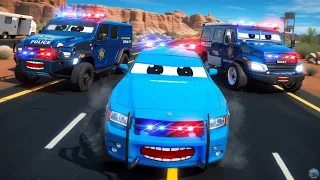 Monster Trucks vs Police Cars - Action-Packed Chase to Catch the Monster Trucks | Car Racing | Blue