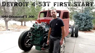 Detroit Diesel 4-53T - first start! (1949 Diamond T 306 truck)