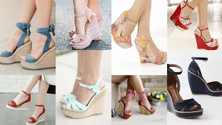 Sandalias de cuña muy elegantes y lindas para mujer.#fashionwalks
