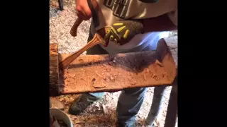 Carving a cherry spoon real fast.