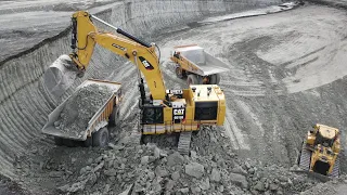 Caterpillar 6015B Excavator Loading Caterpillar Dumpers - Sotiriadis Mining Works - 4k