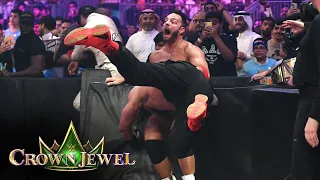 Roman Reigns blasts LA Knight with a Spear through the barricade: WWE Crown Jewel 2023 highlights