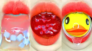 asmr ICE COCONUT JELLY ORANGE CANDY DUCK GUMMY CHIASEED JELLY SPRINKLE JELLY eating sounds