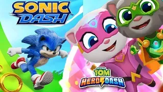 Sonic Dash VS Talking Tom Hero Dash - Gameplay - Android, iOS