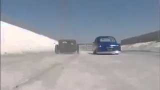 1950 ford shoebox racing ratrod on LA river.  2014