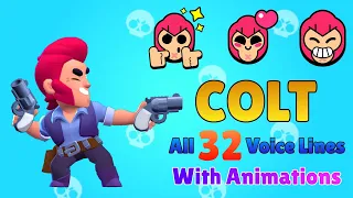 COLT - All 32 Voice Lines With Animations | 2021 | Brawl Stars