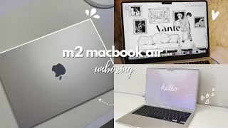 MacBook Air M2 (Starlight) uboxing  💻 + Setup, customizing, and playing Genshin!
