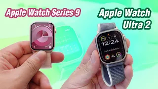 Trên tay Apple Watch S9 hồng siêu kute & Apple Watch Ultra 2, cả hai đều có chụm ngón tay điều khiển