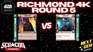 Star Wars Unlimited 4k - Round 5 | Vader Green vs Sabine Green | SCG CON Richmond