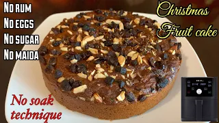 Super Moist Eggless Whole Wheat Christmas Fruit Cake | Air Fryer Christmas Fruit Cake | Hindi Recipe