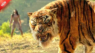The terrible tiger Sher Khan does not like Mowgli.