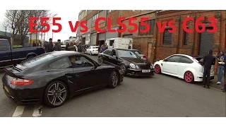 Mercedes E55 AMG vs CLS55 AMG vs C63 AMG Fast and Loud