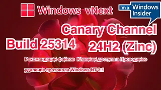 WINDOWS INSIDER / WINDOWS VNEXT BUILD 25314 (CANARY 24H2)