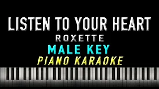 Listen to Your Heart - Roxette "MALE KEY" | KARAOKE | Piano Version