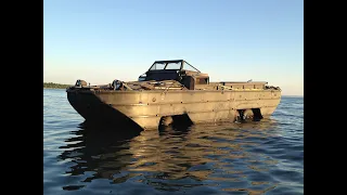 DUKW  WW2 Amphibious Vehicle Truck Swimming in the Water 1of 2