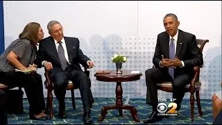 Historic Meeting: President Obama Meets With Cuban President Raul Castro