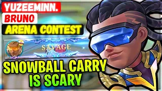 SAVAGE!! Snowball Carry Bruno Is Scary [ Arena Contest Bruno ] Yuzeeminn. - Mobile Legends Build