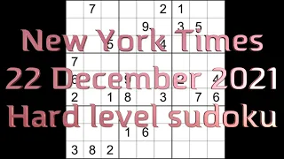 Sudoku solution – New York Times sudoku 22 December 2021 Hard level