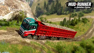 Spintires MudRunner - VOLVO Dump Truck Driving Uphill whit graphics hd |1080p 60fps