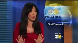 Sharon Tay 2012/09/24 KCAL9 HD; Red dress