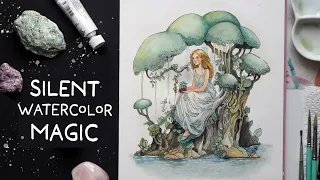 Tree Spirit in Watercolors: Silent Painting Process | Ink & Watercolor Wonders Ep.12 | Part 2