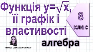 Функція y=√x, її графік і властивості. Алгебра 8 клас