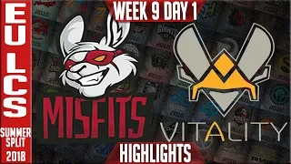 MSF vs VIT Highlights | EU LCS Summer 2018 Week 9 day 1 | Misfits vs Vitality