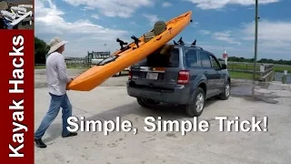 Easy one person method to load kayak on SUV without scratching