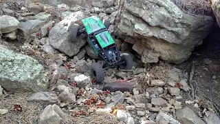 Solo run with the Axial Capra on some rocks.