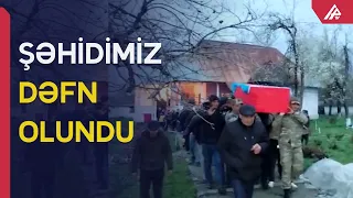 Minaya düşərək şəhid olan hərbçi dəfn edilib - APA TV