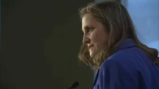 Budget 2022 – Chrystia Freeland speaks with reporters