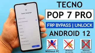 Tecno POP 7 Pro (BF7h) Frp Bypass/Unlock Without PC Fix - Apps Not Open/Disable Solution 2023